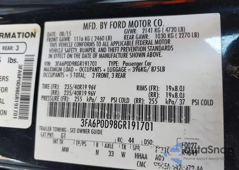 2016 Ford Fusion Titanium from USA, damaged, VIN 3FA6P0D98GR191701